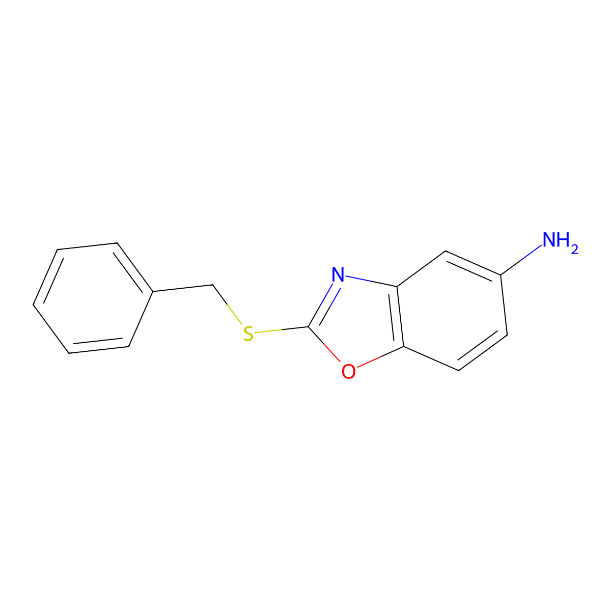 2-(Benzylsulfanyl)-1,3-benzoxazol-5-amine molecular structure, CAS 1291356-99-4