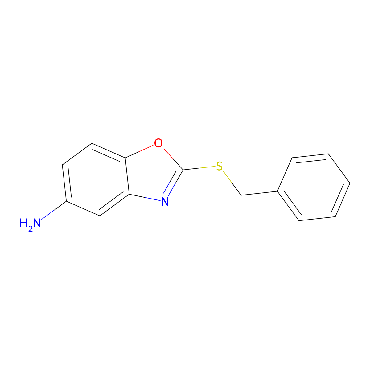 2-(Benzylsulfanyl)-1,3-benzoxazol-5-amine molecular structure, CAS 1291356-99-4