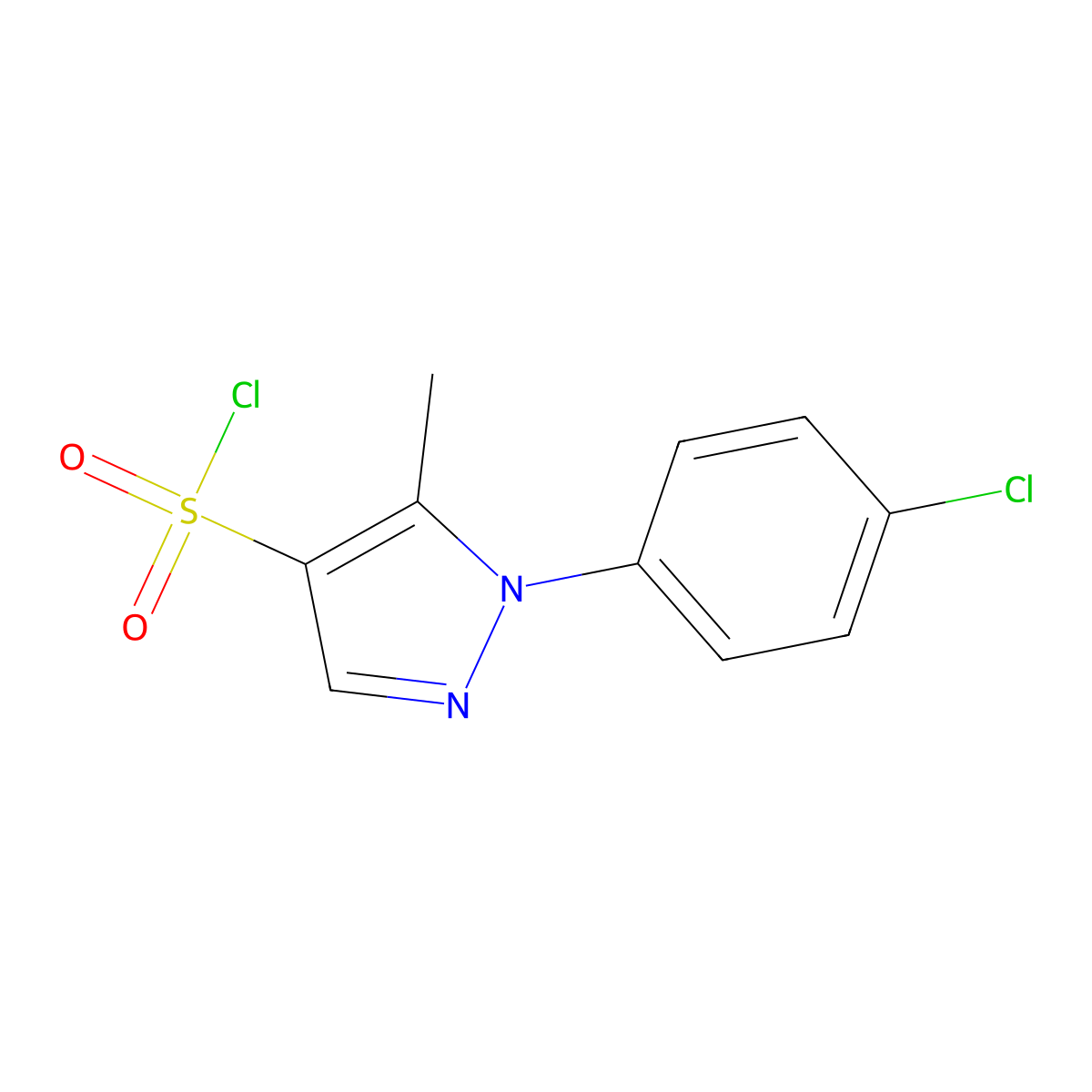 1-(4-chlorophenyl)-5-methyl-1H-pyrazole-4-sulfonyl chloride molecular structure, CAS 1291374-78-1
