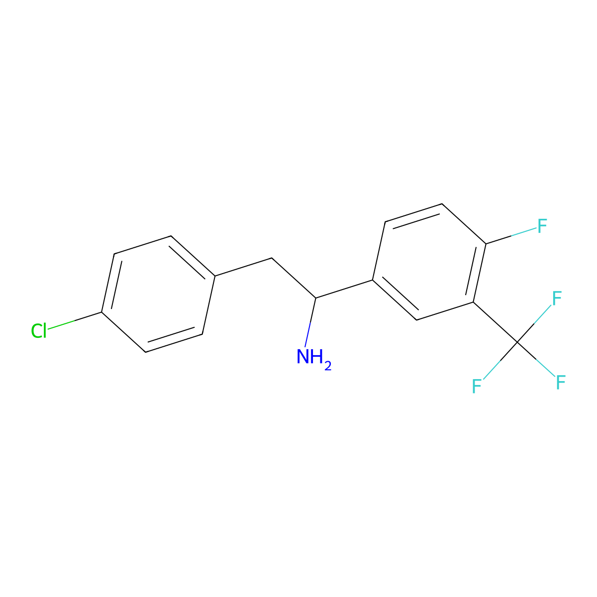 2-(4-Chlorophenyl)-1-[4-fluoro-3-(trifluoromethyl)phenyl]ethan-1-amine molecular structure, CAS 1291378-71-6