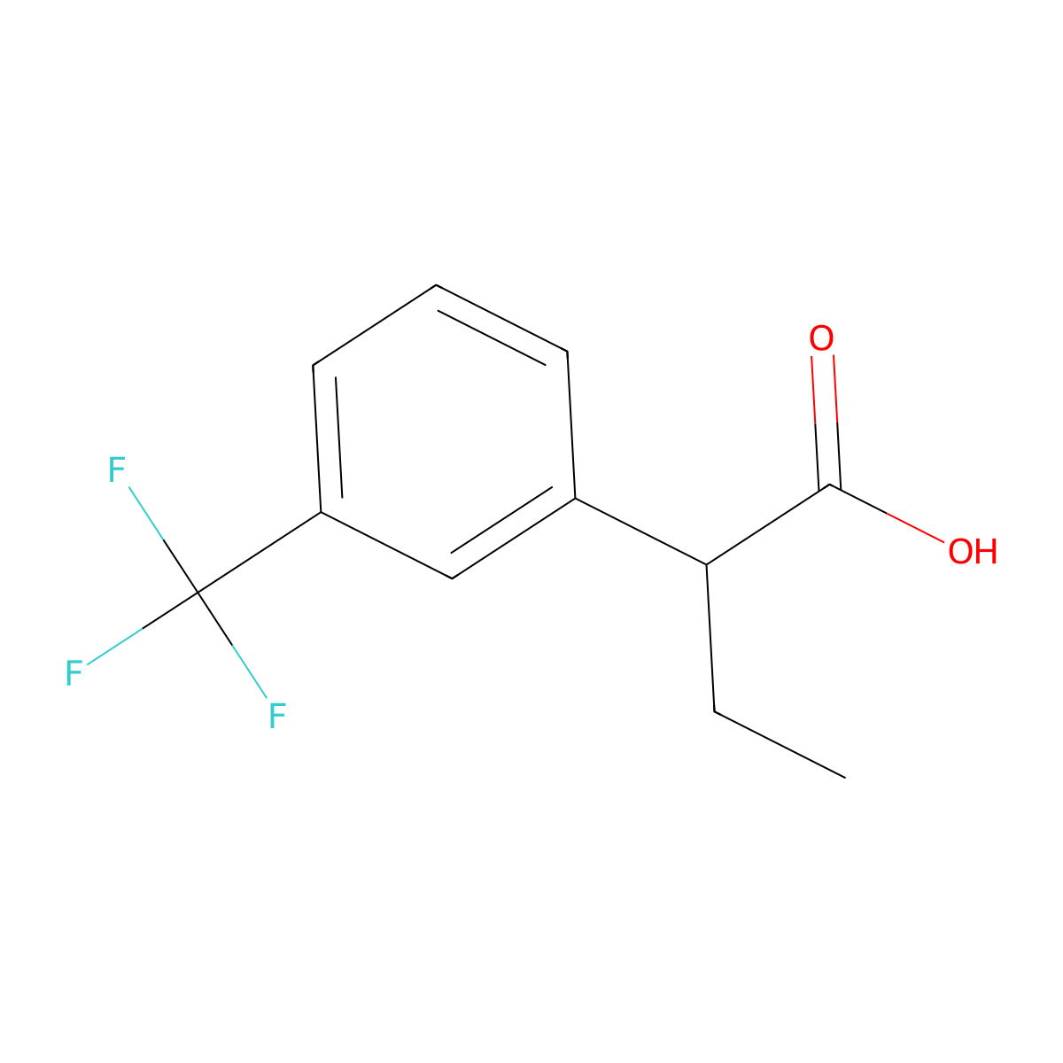 2-[3-(Trifluoromethyl)phenyl]butanoic acid molecular structure, CAS 129140-97-2