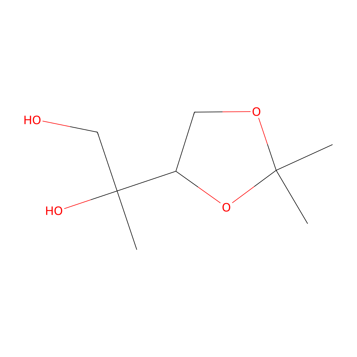 1,2-Propanediol, 2-[(4S)-2,2-dimethyl-1,3-dioxolan-4-yl]-, (2R)- molecular structure, CAS 129141-48-6