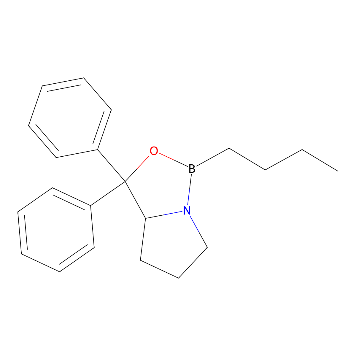 1H,3H-Pyrrolo[1,2-C][1,3,2]oxazaborole, 1-butyltetrahydro-3,3-diphenyl-, (S)- molecular structure, CAS 129145-37-5