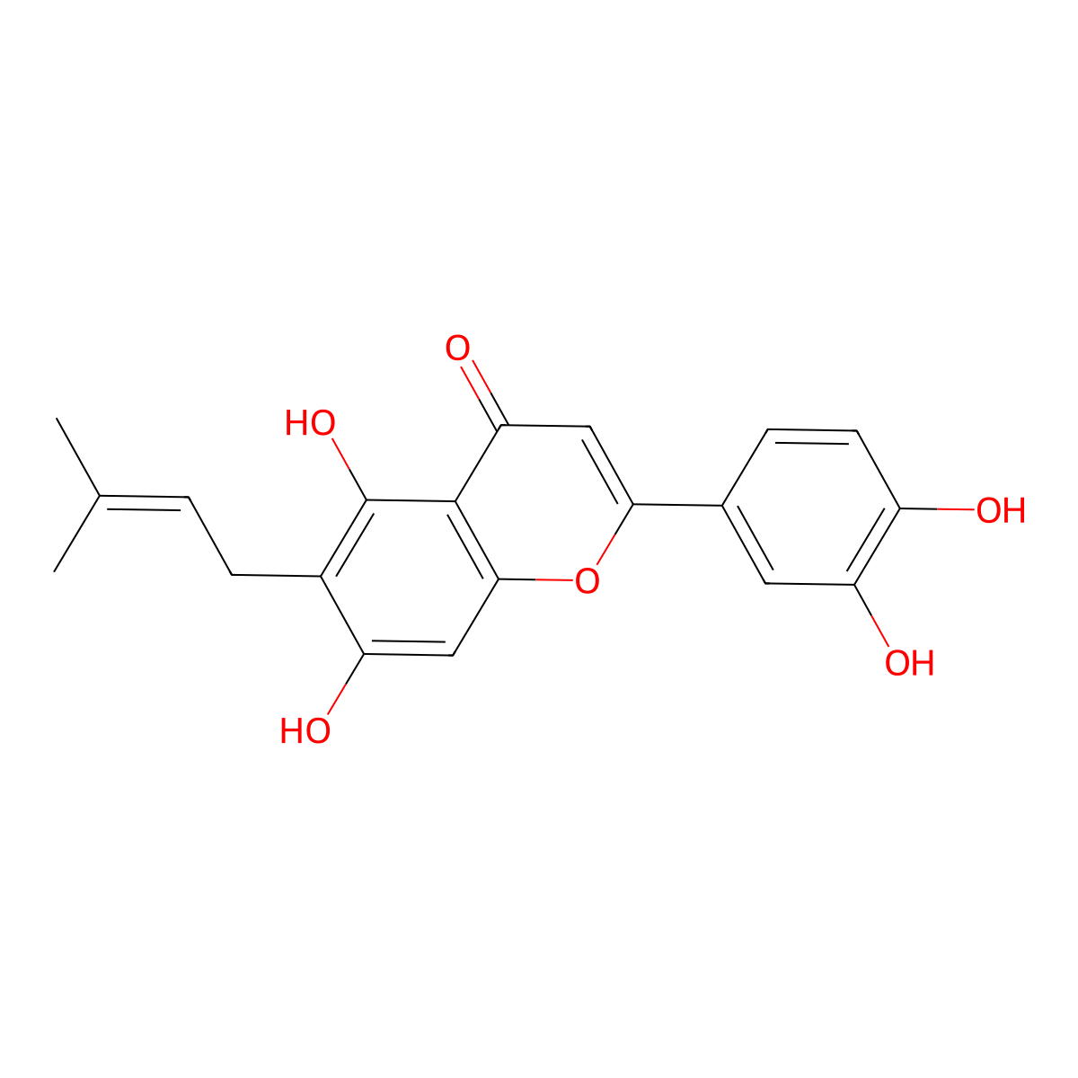 2-(3,4-Dihydroxyphenyl)-5,7-dihydroxy-6-(3-methyl-2-buten-1-yl)-4H-1-benzopyran-4-one molecular structure, CAS 129145-53-5
