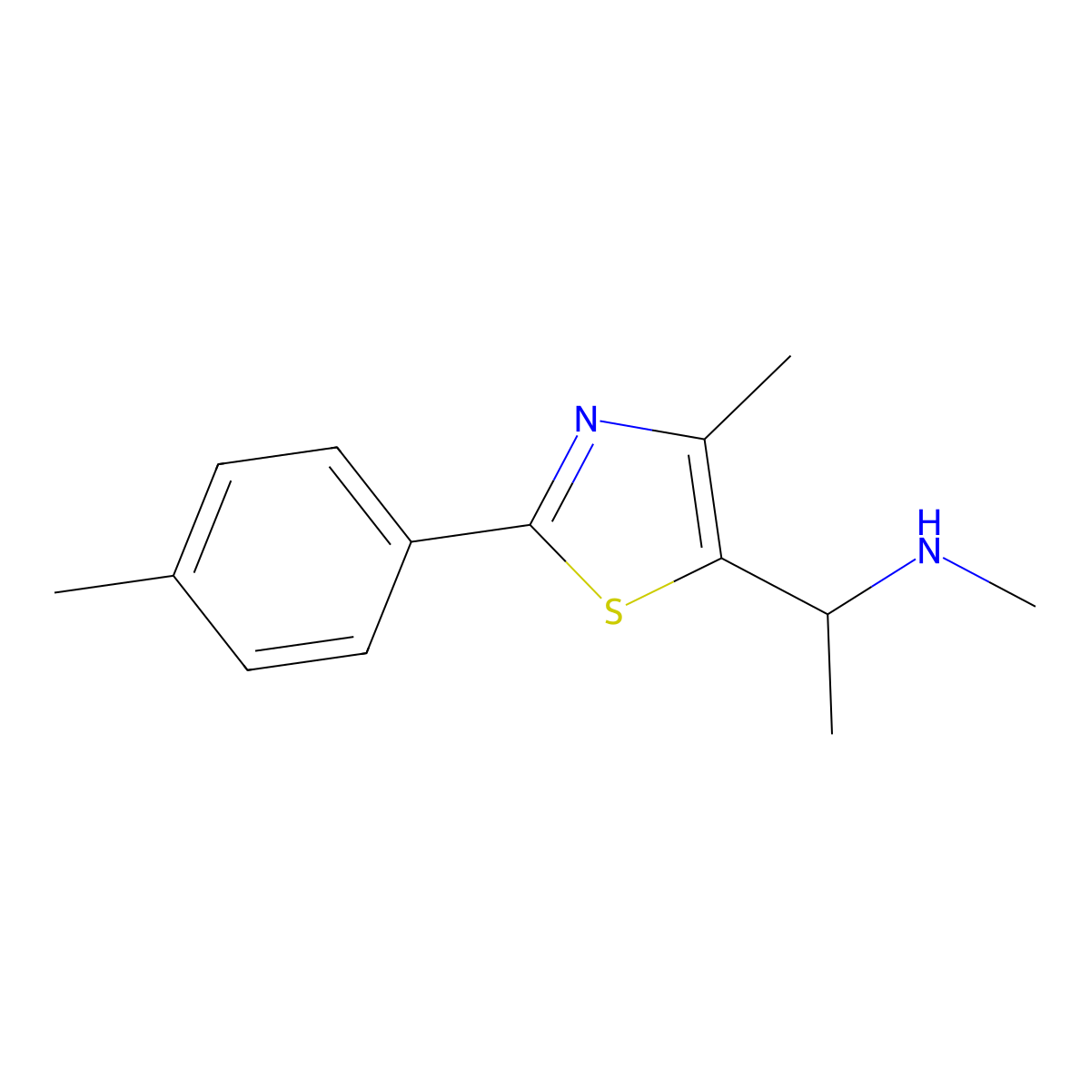 Methyl({1-[4-methyl-2-(4-methylphenyl)-1,3-thiazol-5-yl]ethyl})amine molecular structure, CAS 1291467-53-2
