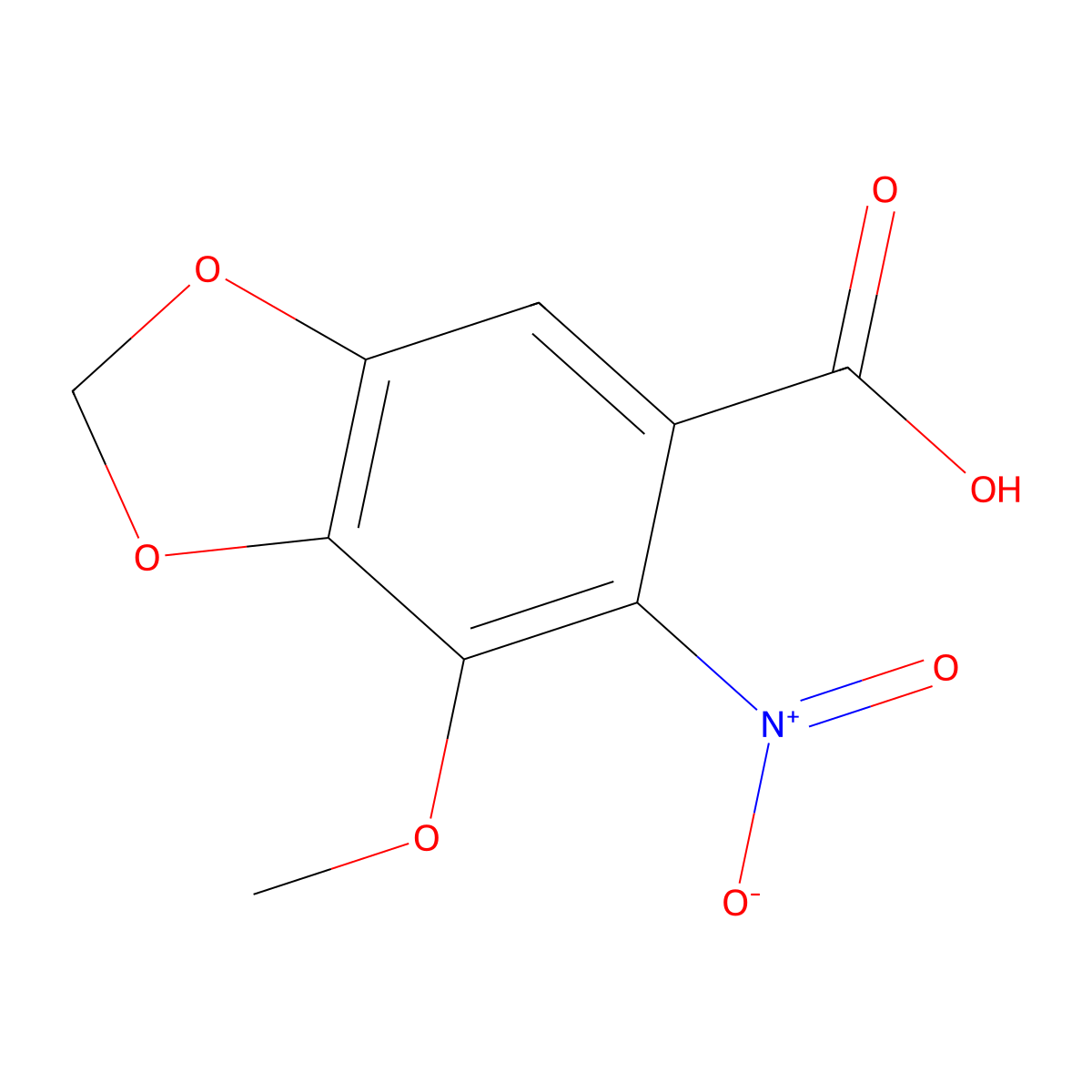1,3-Benzodioxole-5-carboxylic acid, 7-methoxy-6-nitro- molecular structure, CAS 1291486-06-0