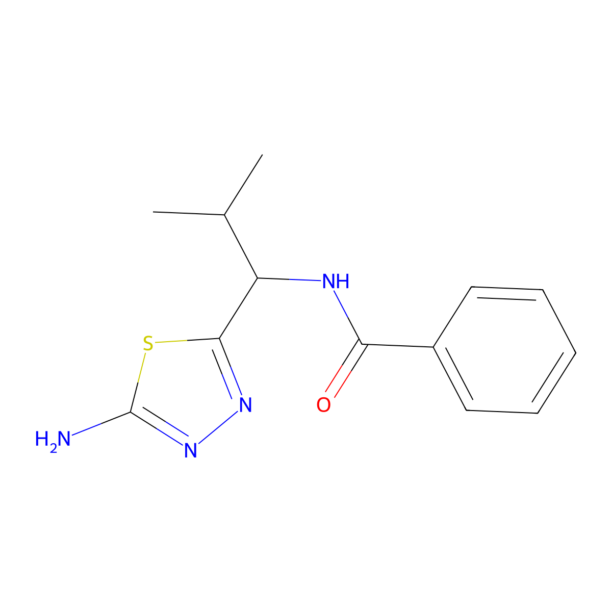 N-[1-(5-amino-1,3,4-thiadiazol-2-yl)-2-methylpropyl]benzamide molecular structure, CAS 1291486-37-7