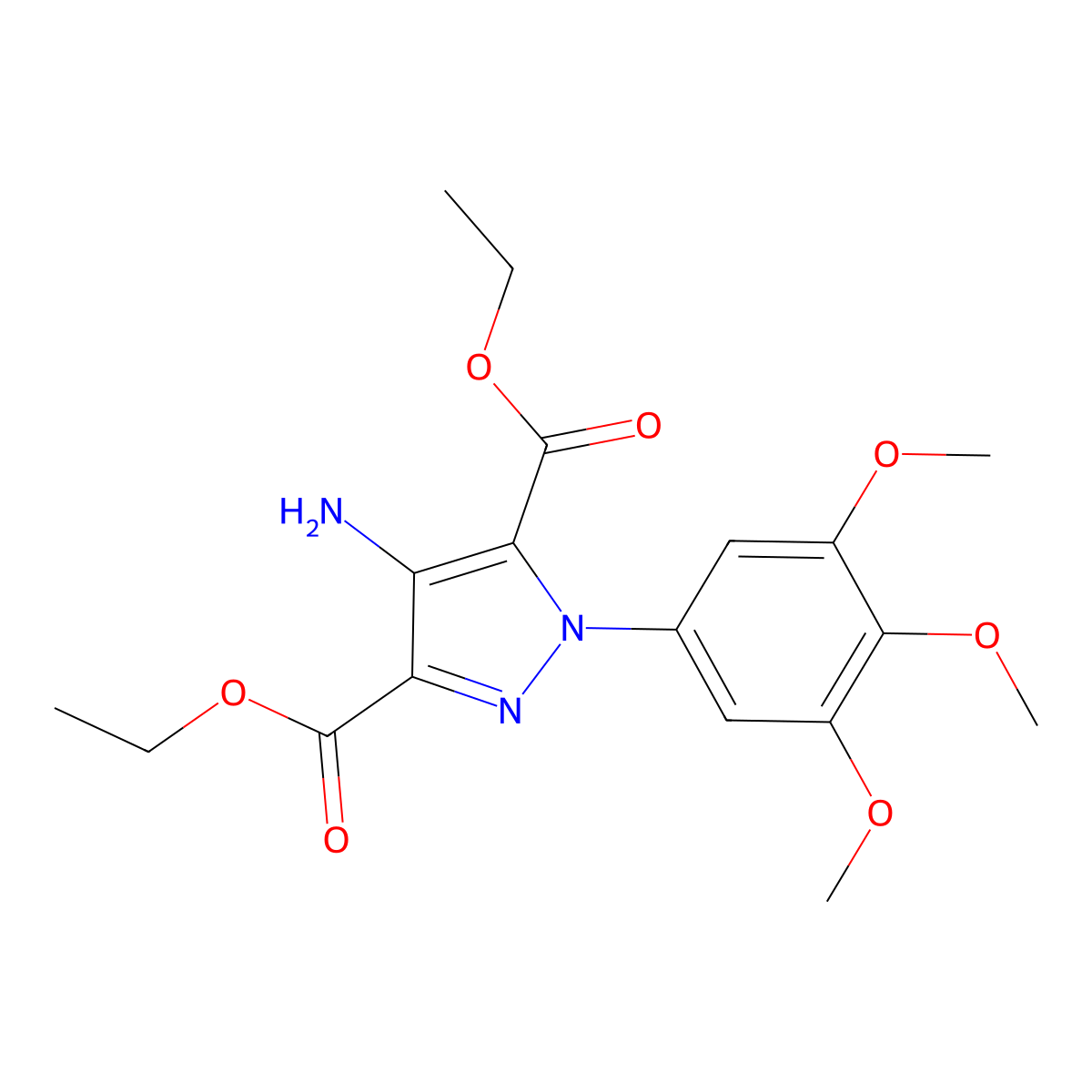 Diethyl 4-amino-1-(3,4,5-trimethoxyphenyl)-1H-pyrazole-3,5-dicarboxylate molecular structure, CAS 1291486-48-0