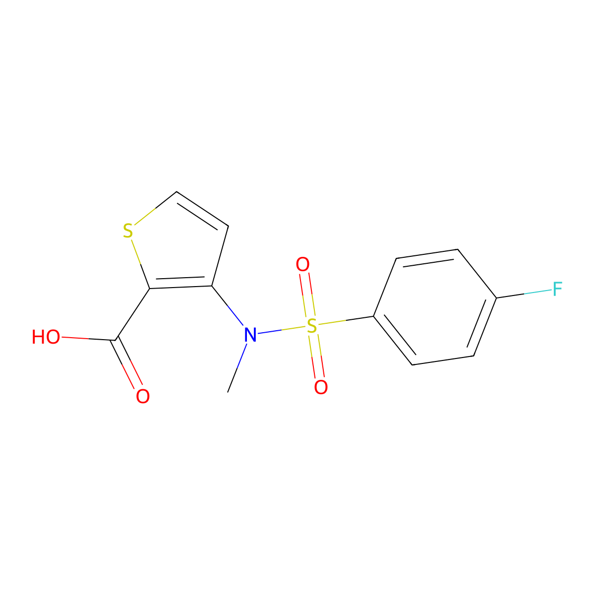 3-(N-methyl4-fluorobenzenesulfonamido)thiophene-2-carboxylic acid molecular structure, CAS 1291486-61-7