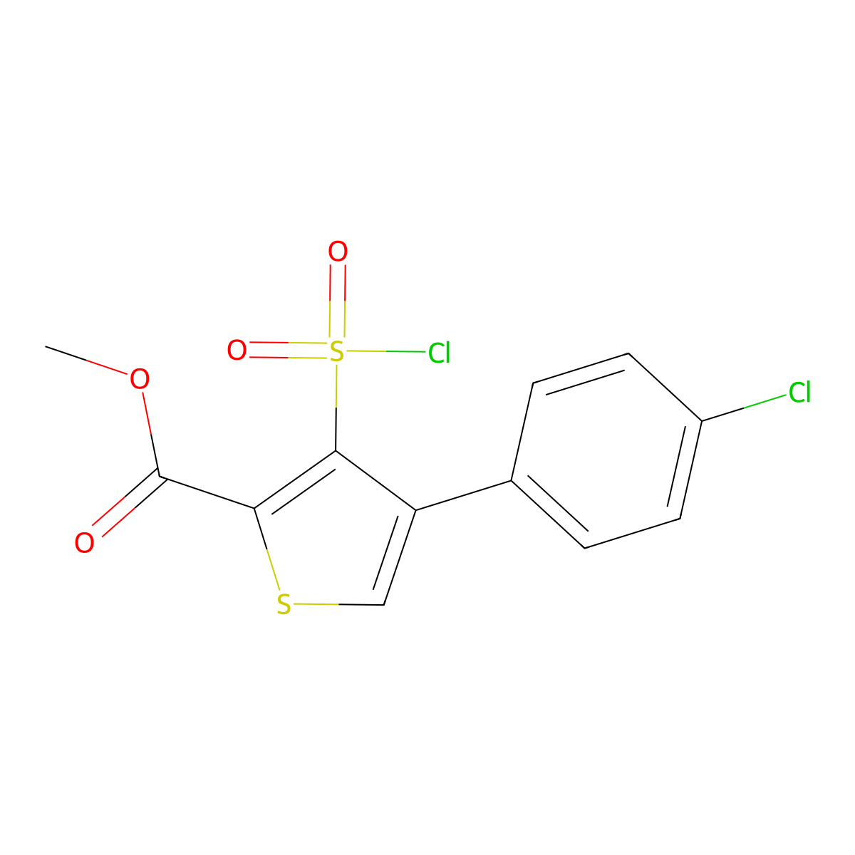 Methyl 4-(4-chlorophenyl)-3-(chlorosulfonyl)thiophene-2-carboxylate molecular structure, CAS 1291486-73-1