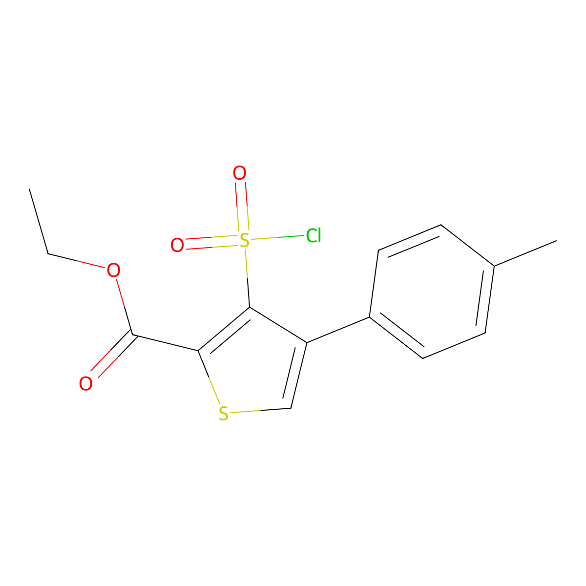 Ethyl 3-(chlorosulfonyl)-4-(4-methylphenyl)thiophene-2-carboxylate molecular structure, CAS 1291486-89-9