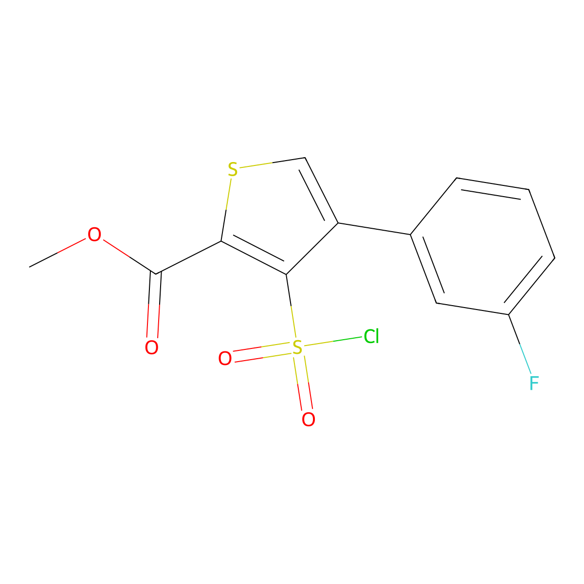 Methyl 3-(chlorosulfonyl)-4-(3-fluorophenyl)thiophene-2-carboxylate molecular structure, CAS 1291487-04-1