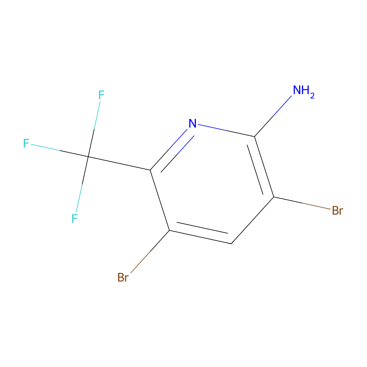 3,5-Dibromo-6-(trifluoromethyl)pyridin-2-amine molecular structure, CAS 1291487-16-5