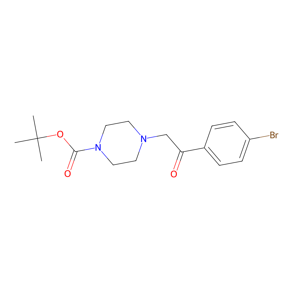 tert-Butyl 4-(2-(4-bromophenyl)-2-oxoethyl)piperazine-1-carboxylate molecular structure, CAS 1291487-19-8