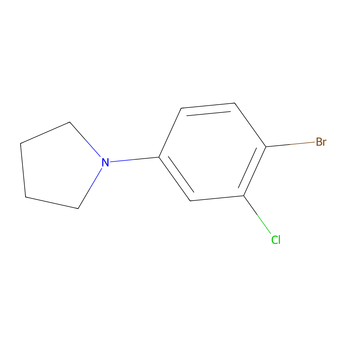 1-(4-Bromo-3-chlorophenyl)pyrrolidine molecular structure, CAS 1291487-20-1