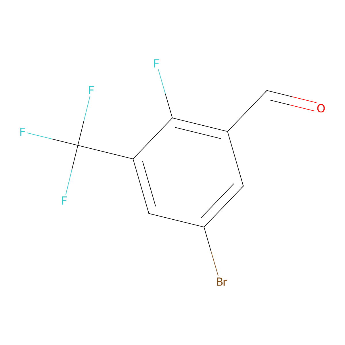 5-Bromo-2-fluoro-3-(trifluoromethyl)benzaldehyde molecular structure, CAS 1291487-26-7