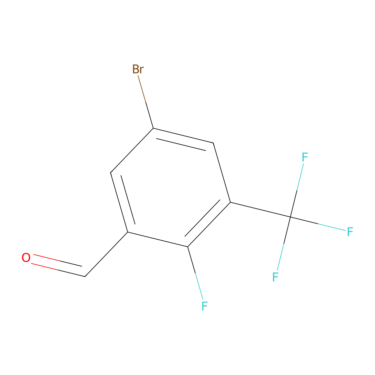 5-Bromo-2-fluoro-3-(trifluoromethyl)benzaldehyde molecular structure, CAS 1291487-26-7