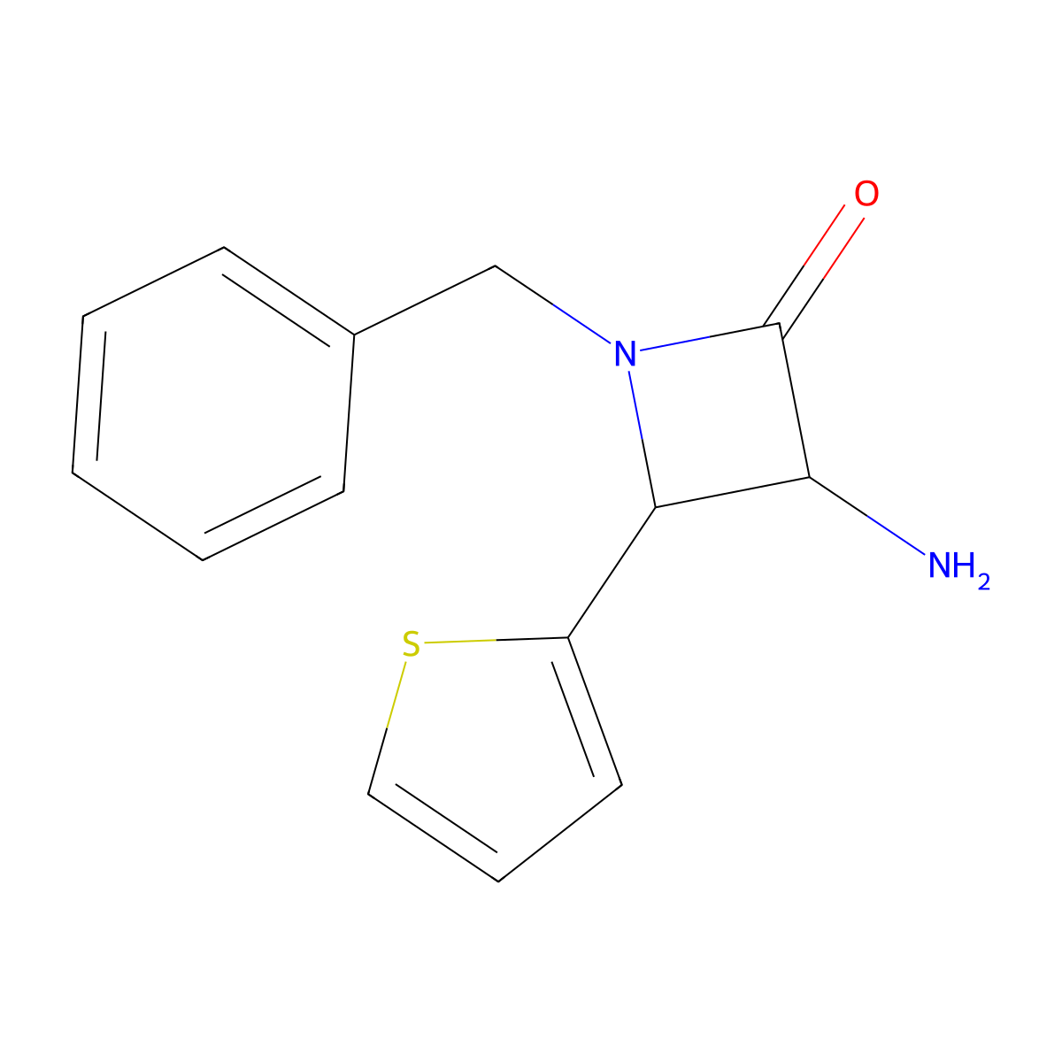 3-Amino-1-benzyl-4-(thiophen-2-yl)azetidin-2-one molecular structure, CAS 1291488-18-0