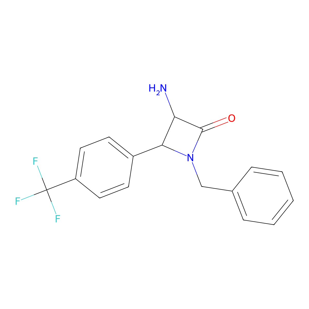 3-Amino-1-benzyl-4-(4-(trifluoromethyl)phenyl)azetidin-2-one molecular structure, CAS 1291488-25-9