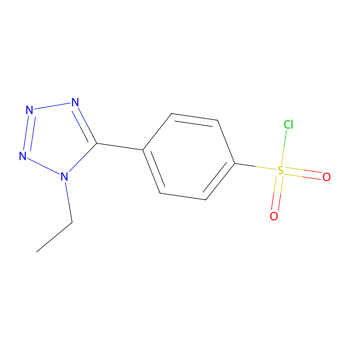 4-(1-ethyl-1H-1,2,3,4-tetrazol-5-yl)benzene-1-sulfonyl chloride molecular structure, CAS 1291488-52-2