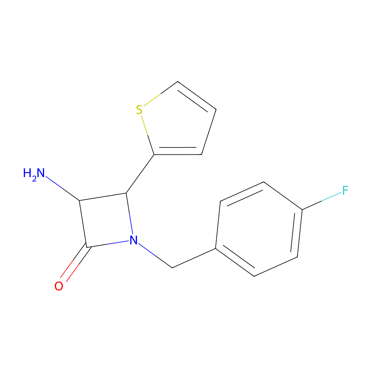 3-Amino-1-(4-fluorobenzyl)-4-(thiophen-2-yl)azetidin-2-one molecular structure, CAS 1291488-71-5