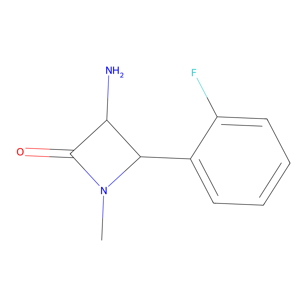 3-Amino-4-(2-fluorophenyl)-1-methylazetidin-2-one molecular structure, CAS 1291488-88-4
