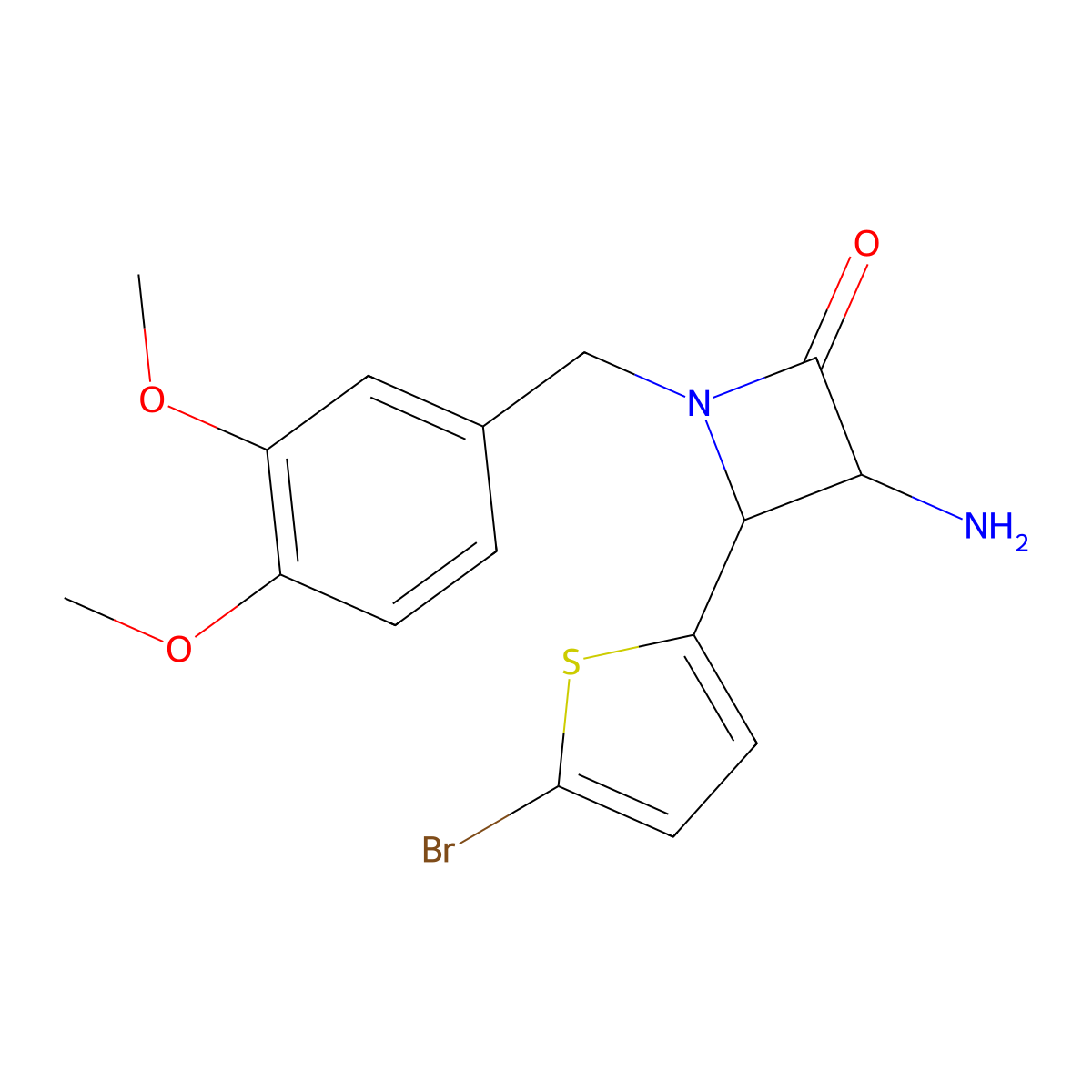 3-Amino-4-(5-bromothiophen-2-yl)-1-(3,4-dimethoxybenzyl)azetidin-2-one molecular structure, CAS 1291489-10-5