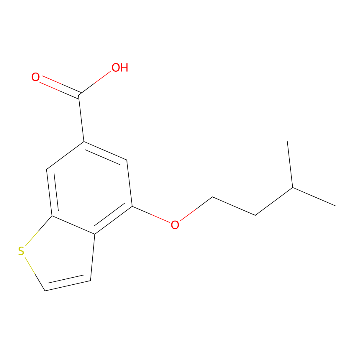 4-(Isopentyloxy)benzo[b]thiophene-6-carboxylic acid molecular structure, CAS 1291489-14-9