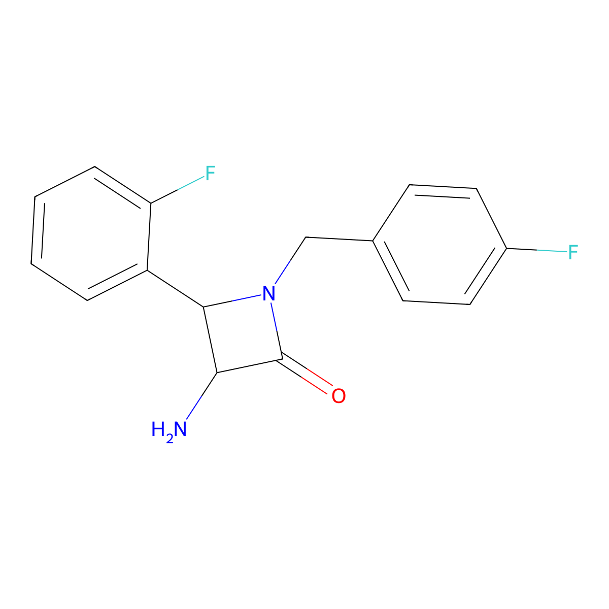 3-Amino-1-(4-fluorobenzyl)-4-(2-fluorophenyl)azetidin-2-one molecular structure, CAS 1291489-37-6