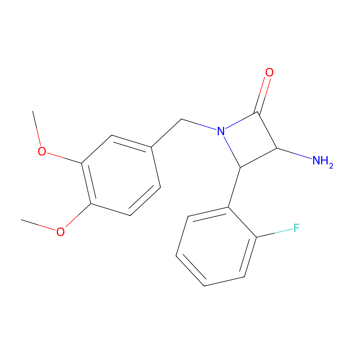 3-Amino-1-(3,4-dimethoxybenzyl)-4-(2-fluorophenyl)azetidin-2-one molecular structure, CAS 1291489-45-6