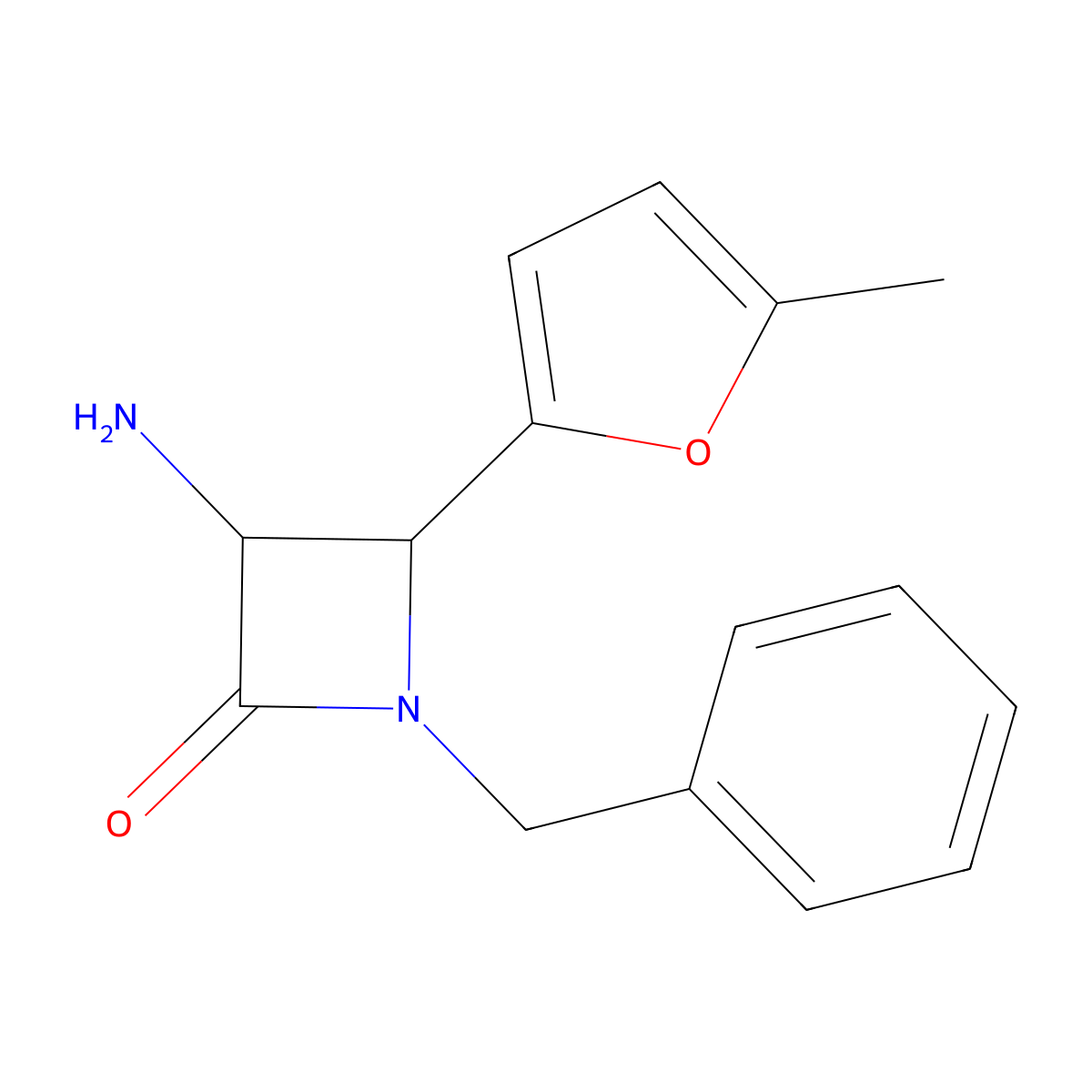 3-Amino-1-benzyl-4-(5-methylfuran-2-yl)azetidin-2-one molecular structure, CAS 1291490-30-6