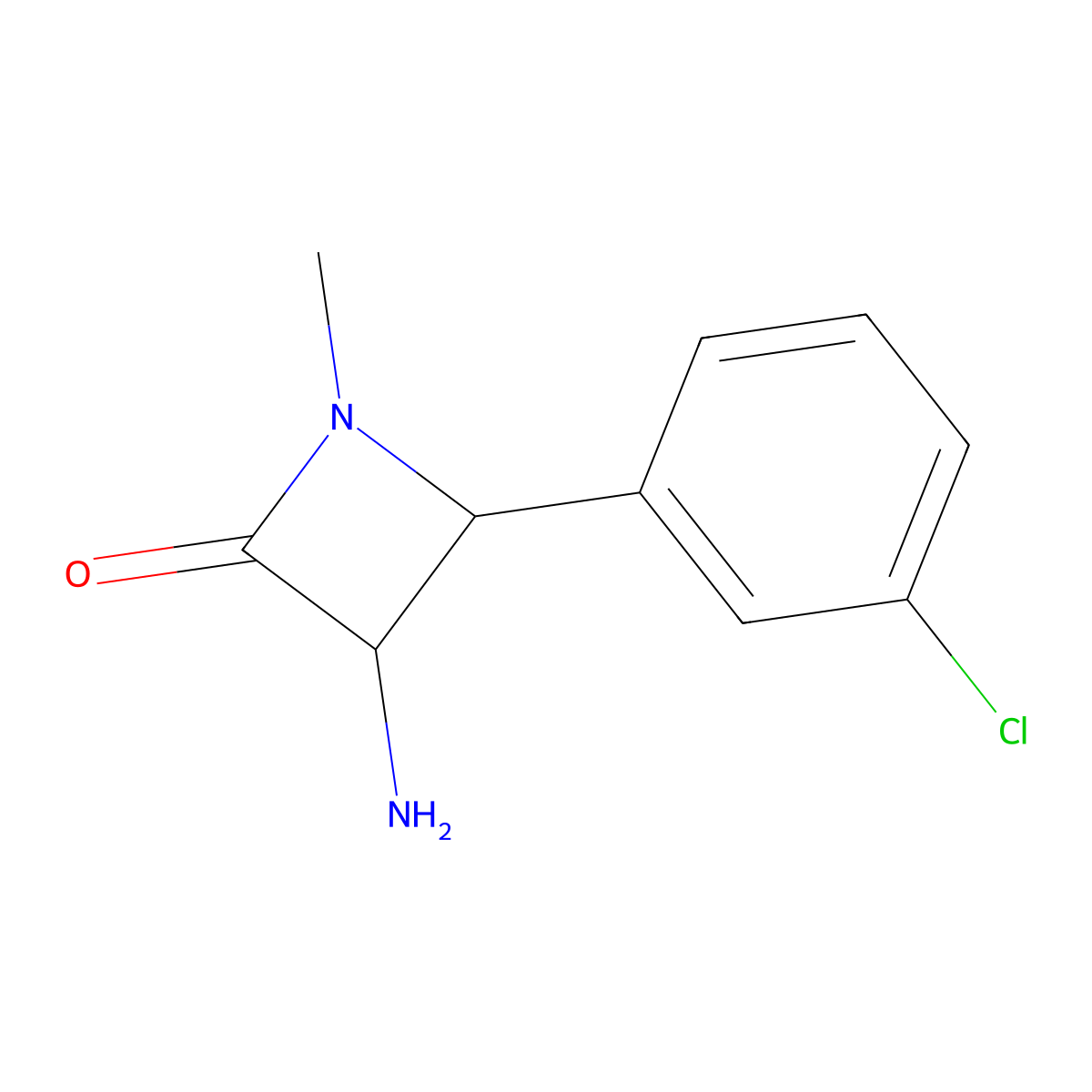 3-Amino-4-(3-chlorophenyl)-1-methylazetidin-2-one molecular structure, CAS 1291490-34-0