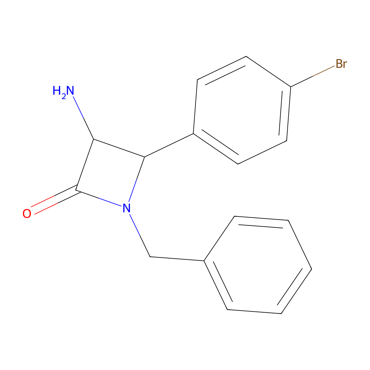 3-Amino-1-benzyl-4-(4-bromophenyl)azetidin-2-one molecular structure, CAS 1291490-55-5