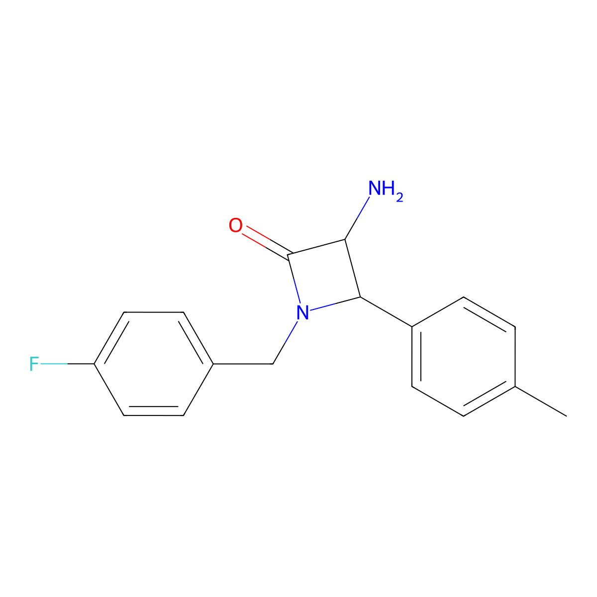 3-Amino-1-(4-fluorobenzyl)-4-(p-tolyl)azetidin-2-one molecular structure, CAS 1291490-60-2