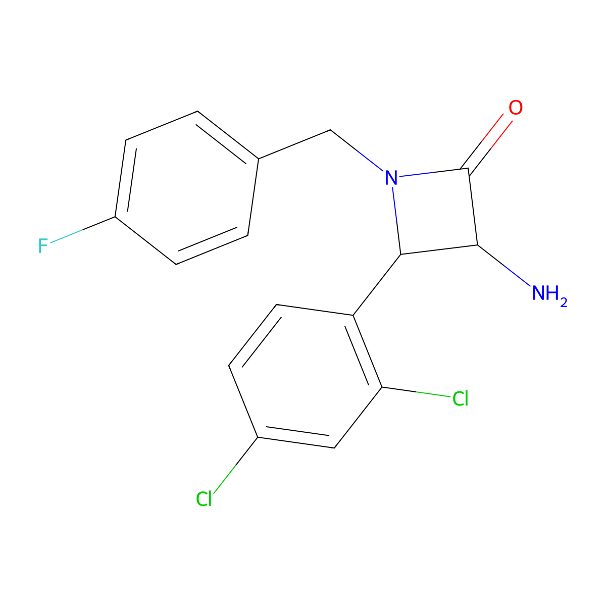 3-Amino-4-(2,4-dichlorophenyl)-1-(4-fluorobenzyl)azetidin-2-one molecular structure, CAS 1291491-09-2