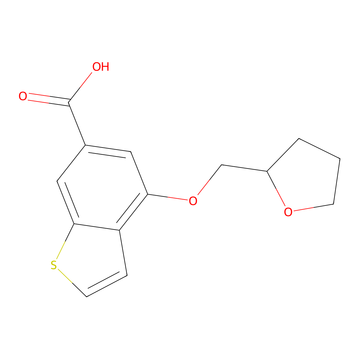 4-((Tetrahydrofuran-2-yl)methoxy)benzo[b]thiophene-6-carboxylic acid molecular structure, CAS 1291491-13-8