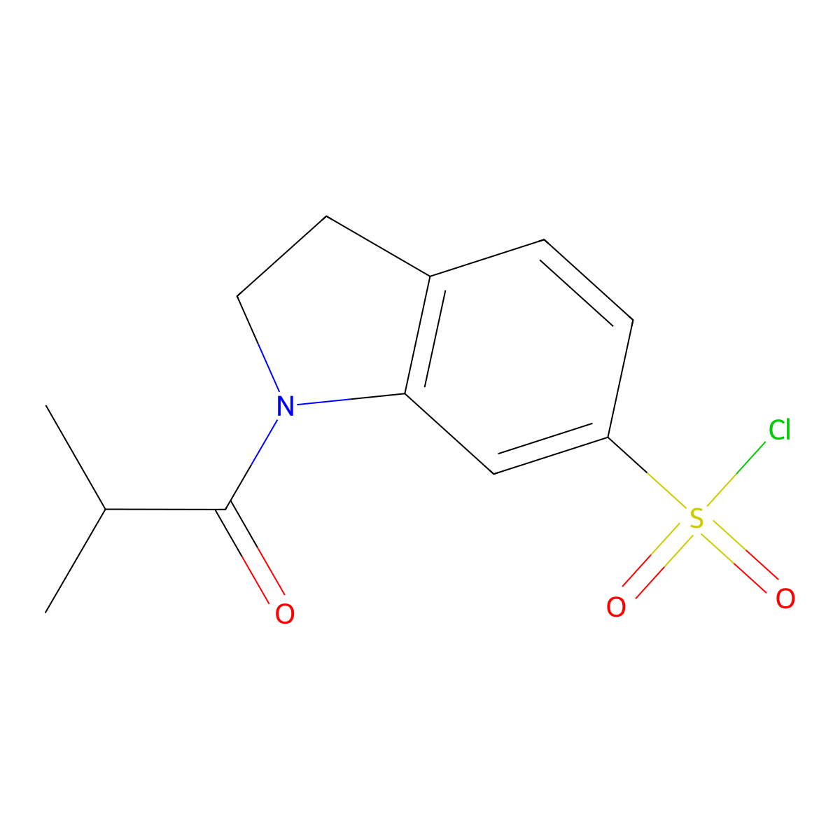 1-(2-methylpropanoyl)-2,3-dihydro-1H-indole-6-sulfonyl chloride molecular structure, CAS 1291492-05-1