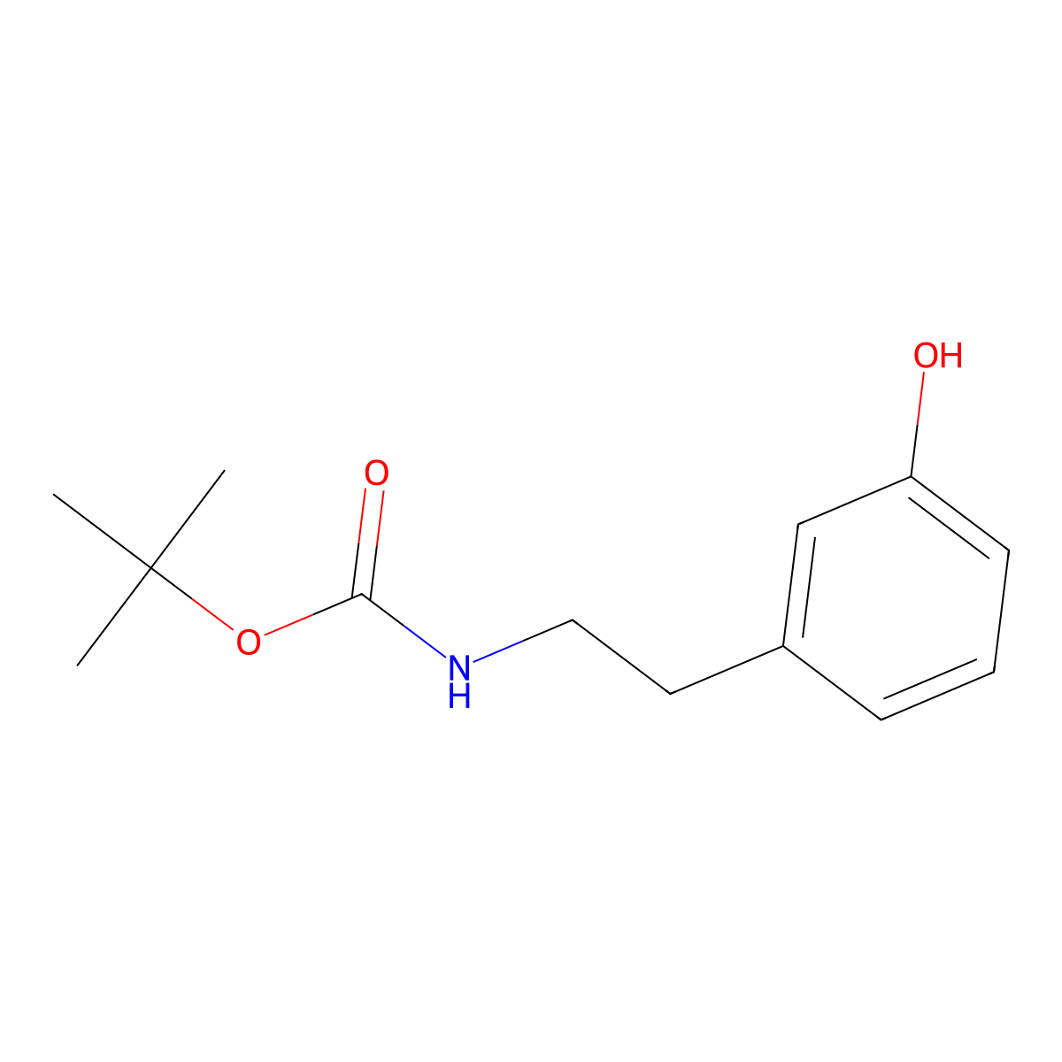 tert-Butyl 3-hydroxyphenethylcarbamate molecular structure, CAS 129150-68-1