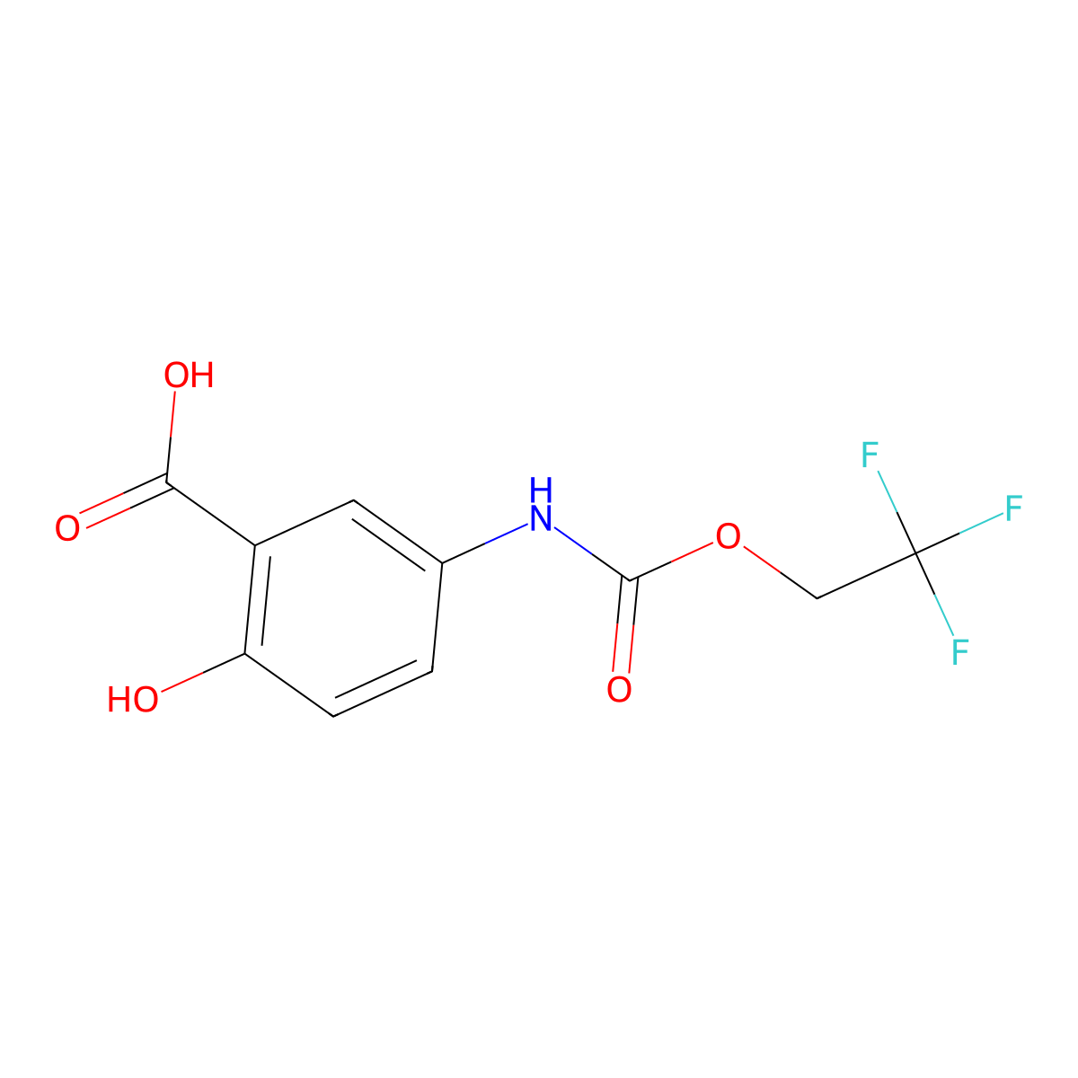 2-Hydroxy-5-{[(2,2,2-trifluoroethoxy)carbonyl]amino}benzoic acid molecular structure, CAS 1291500-95-2