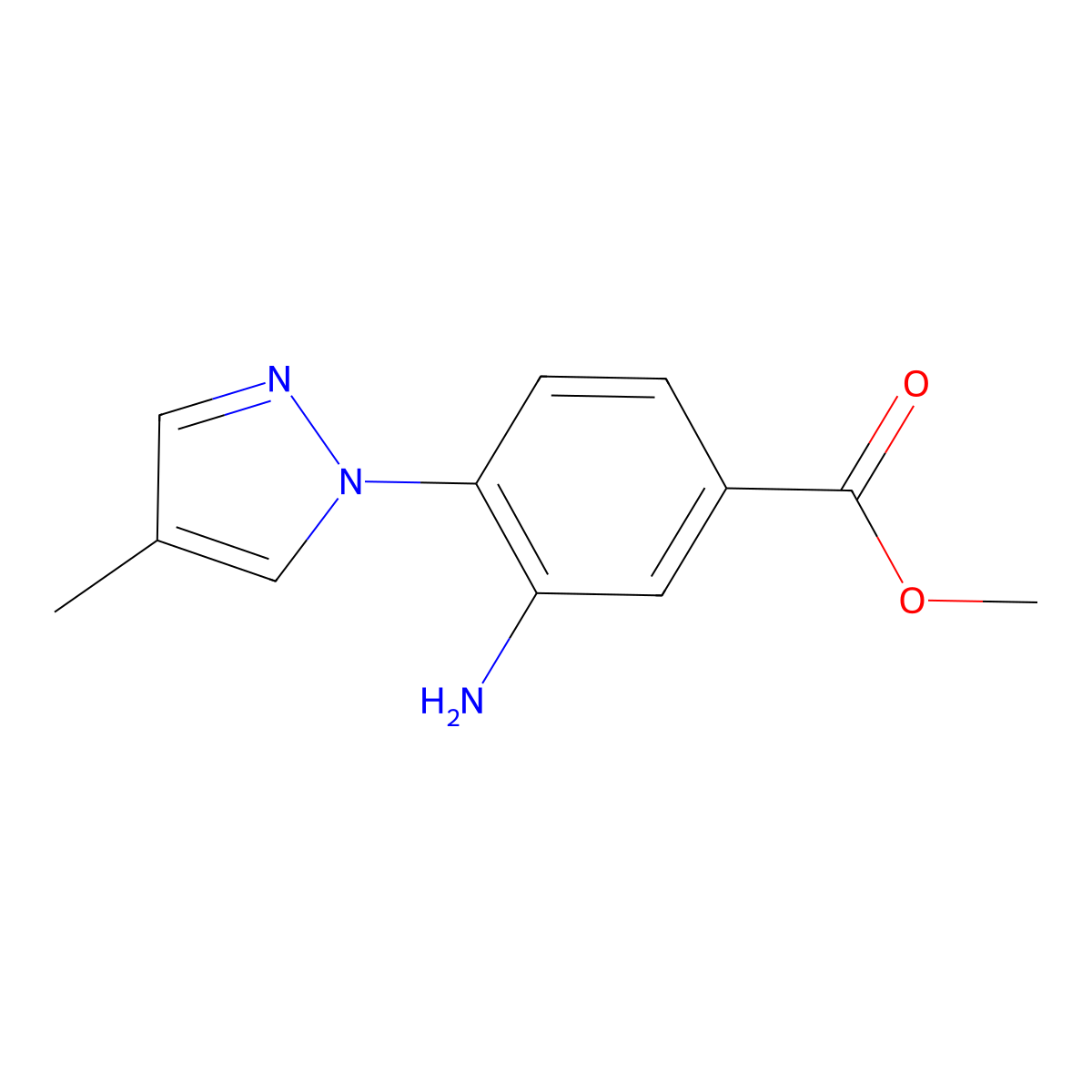 methyl 3-amino-4-(4-methyl-1H-pyrazol-1-yl)benzoate molecular structure, CAS 1291529-53-7