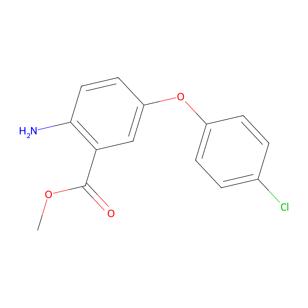 Methyl 2-amino-5-(4-chlorophenoxy)benzoate molecular structure, CAS 1291530-09-0