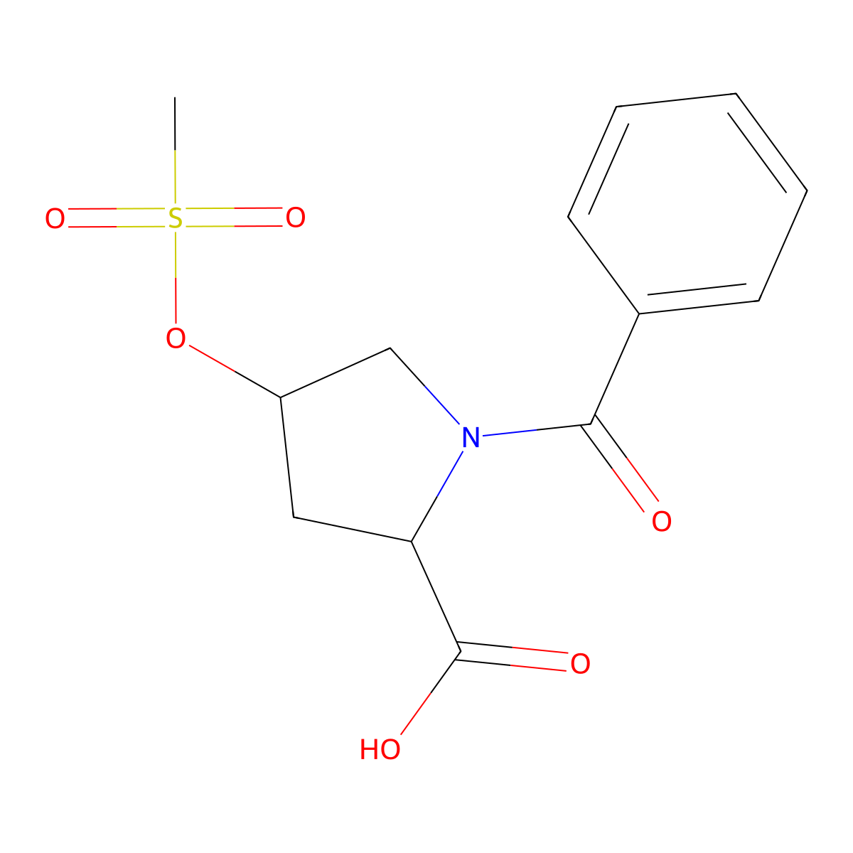 cis-1-benzoyl-4-((4-methylsulfonyl)oxy)-L-proline molecular structure, CAS 129155-63-1