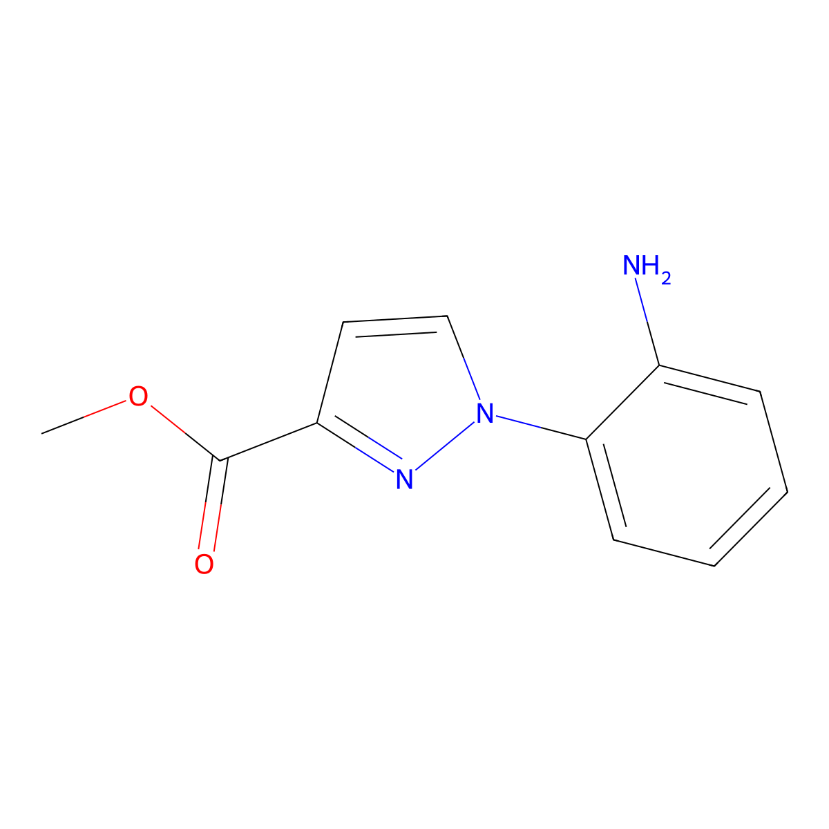 methyl 1-(2-aminophenyl)-1H-pyrazole-3-carboxylate molecular structure, CAS 1291556-01-8