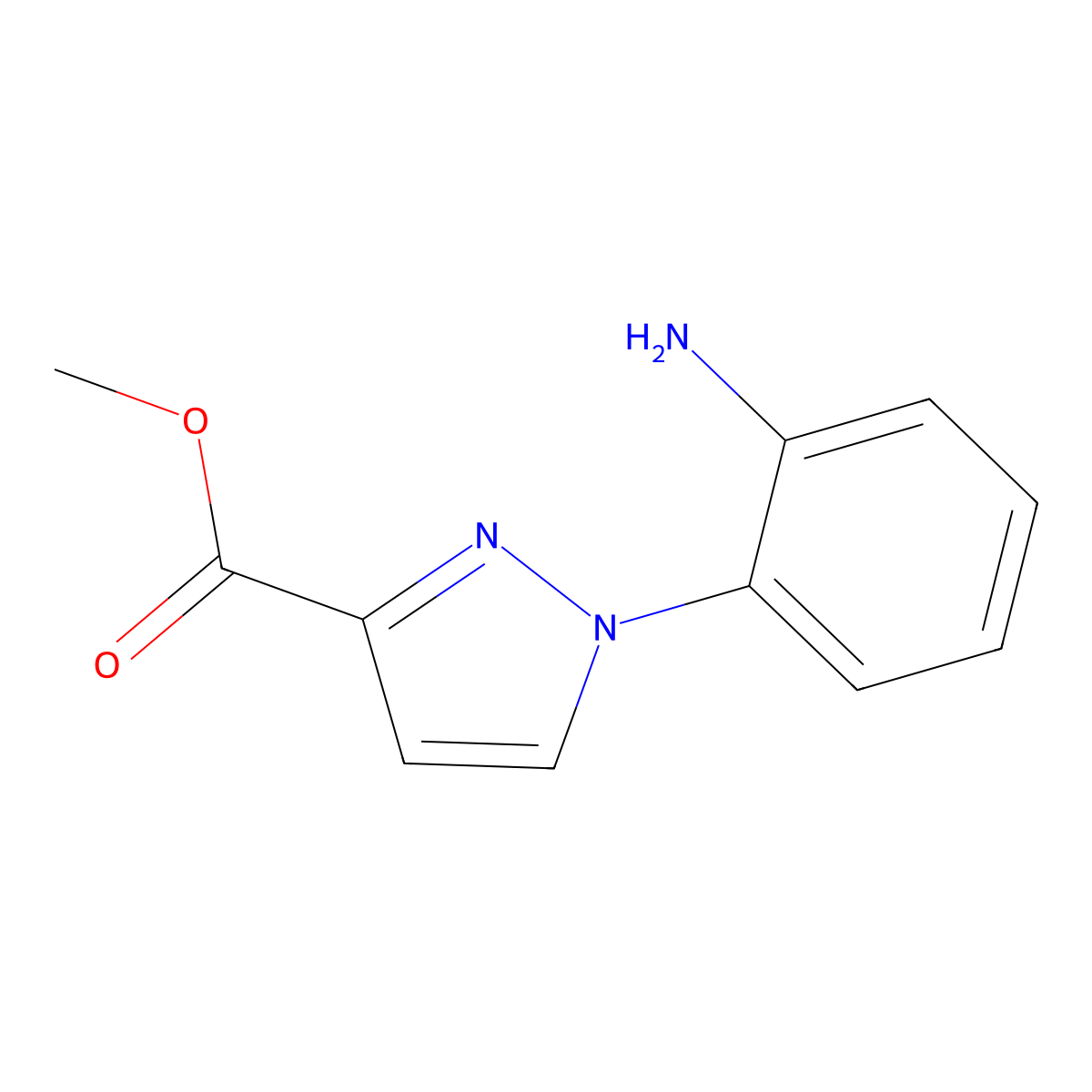 methyl 1-(2-aminophenyl)-1H-pyrazole-3-carboxylate molecular structure, CAS 1291556-01-8