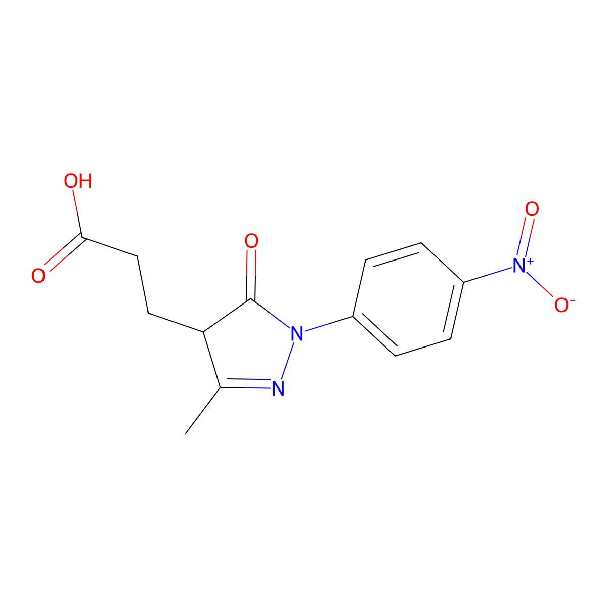 3-[3-Methyl-1-(4-nitrophenyl)-5-oxo-4,5-dihydro-1H-pyrazol-4-yl]propanoic acid molecular structure, CAS 1291556-18-7