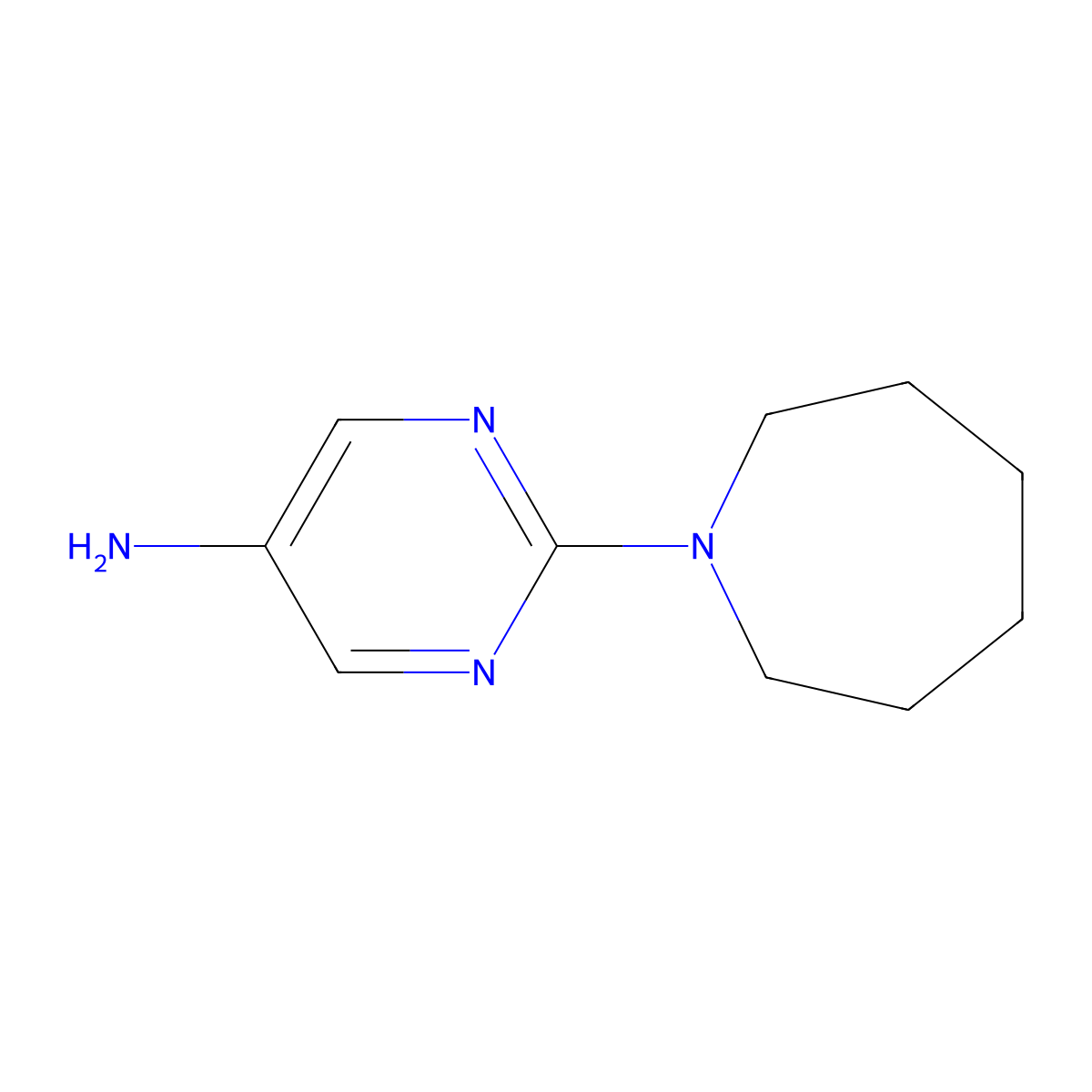 2-(1-Azepanyl)-5-pyrimidinamine molecular structure, CAS 1291568-91-6
