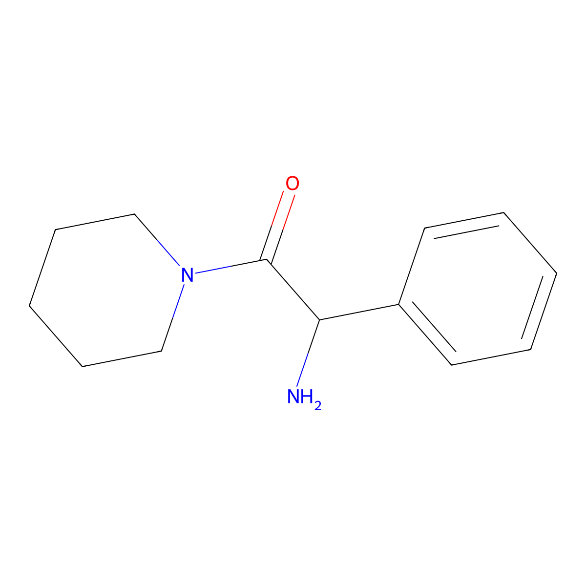 (2R)-2-amino-2-phenyl-1-(piperidin-1-yl)ethan-1-one molecular structure, CAS 129157-30-8