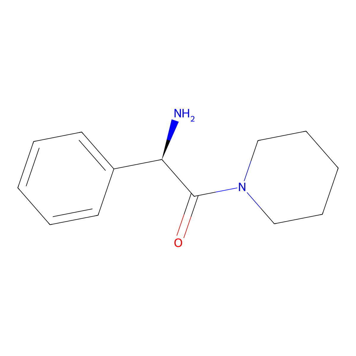 (2R)-2-amino-2-phenyl-1-(piperidin-1-yl)ethan-1-one molecular structure, CAS 129157-30-8