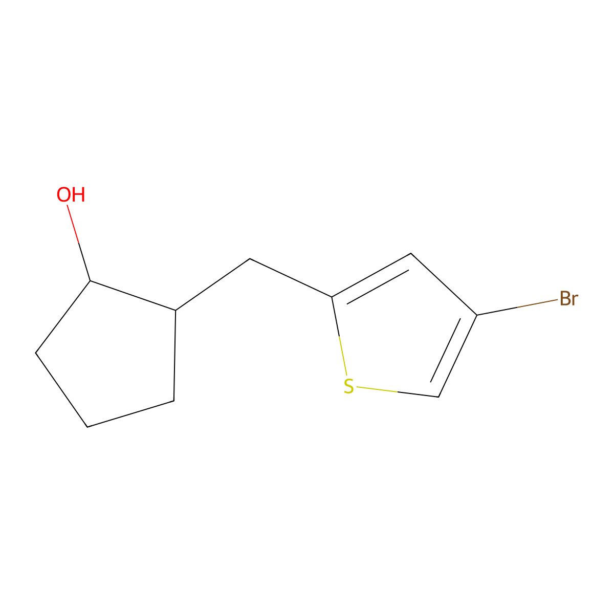 2-[(4-Bromothiophen-2-yl)methyl]cyclopentan-1-ol molecular structure, CAS 1291576-94-7