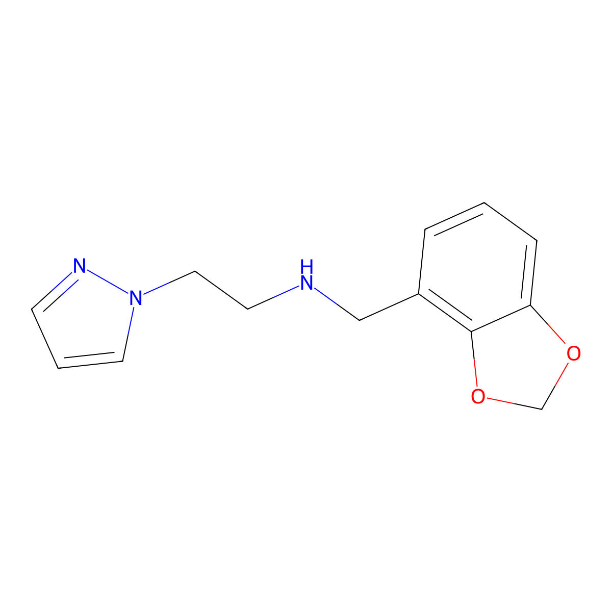 n-(Benzo[d][1,3]dioxol-4-ylmethyl)-2-(1h-pyrazol-1-yl)ethan-1-amine molecular structure, CAS 1291625-08-5